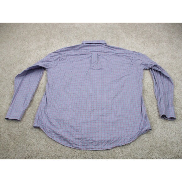 Peter Millar Shirt Adult Extra Large XL Pink Blue Check Cotton Button Up Mens * - Picture 7 of 11